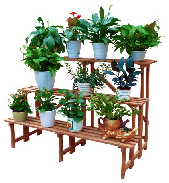 Wide Plant Stands In Recent Large 3 Tier Step Plant Stand – Transitional – Planter Hardware And  Accessories  Leisure Season Ltd (View 10 of 15)