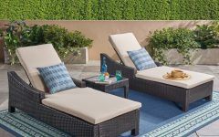 Outdoor 3 Piece Wicker Chaise Lounges and Table Sets