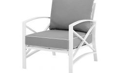 25 Collection of Lounge Chairs in White with Grey Cushions