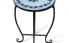 Blue Mosaic Black Iron Outdoor Accent Tables