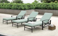 Chaise Lounge Chairs in Bronze with Mist Cushions