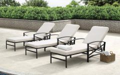 25 Collection of Chaise Lounge Chairs in Bronze with Oatmeal Cushions