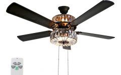 20 Best Collection of Njie Caged Crystal 5 Blade Ceiling Fans