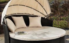 2024 Latest Leiston Round Patio Daybeds with Cushions