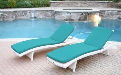 White Wicker Adjustable Chaise Loungers with Cushions